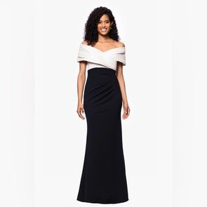Cream Off-Shoulder Ruched Maxi Dress